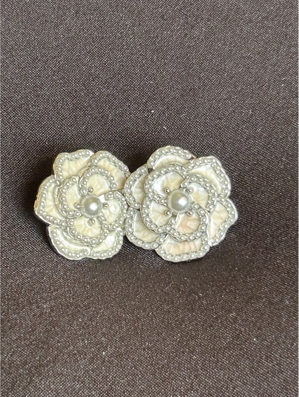Pearl Beaded Flower Shaped Stud Earrings